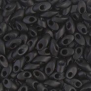 Miyuki long Magatama beads 4x7mm - Matted black LMA-401F